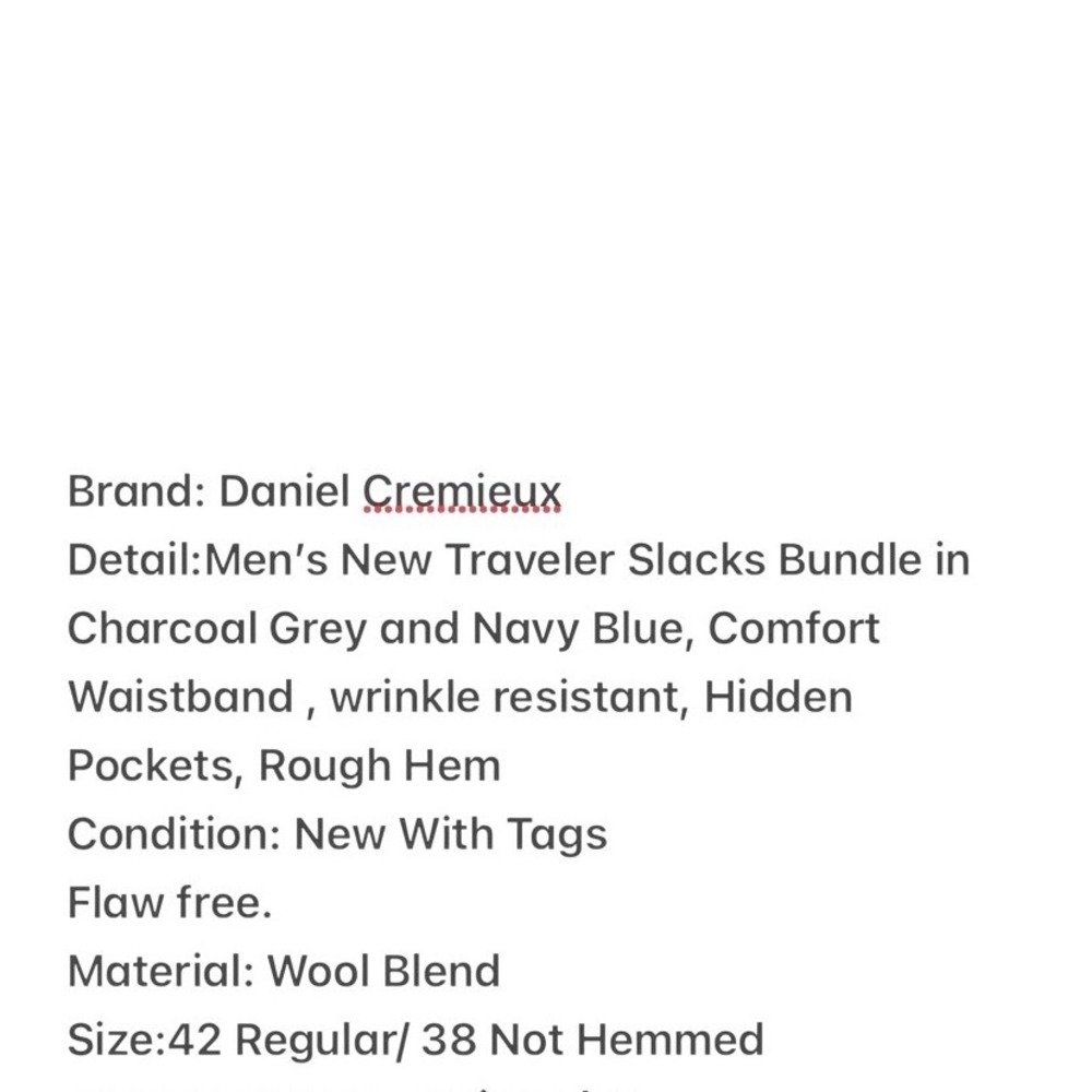 Cremieux Traveler Mens Dress Pants Bundle 42R Navy Charcoal Wool Blend New NWT - Picture 7 of 7